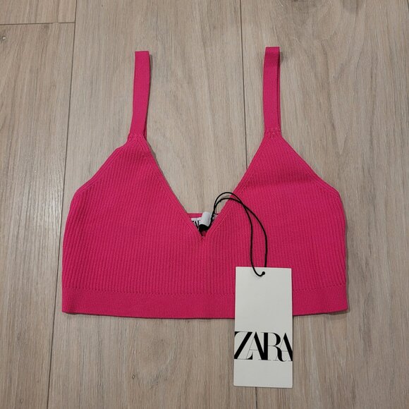 NWT ZARA | Knit Ribbed Bra Crop Tank Top | Sz. S - Picture 1 of 5